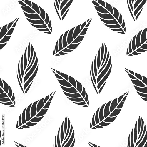 Decorative leafs background, foliage vector. Seamless pattern.