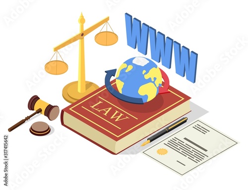 Web regulation law vector flat isometric illustration