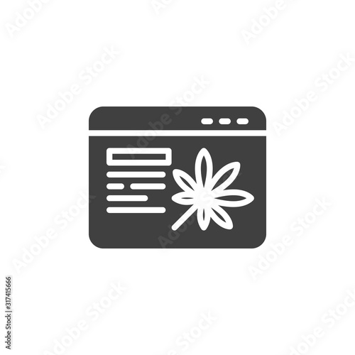 Online Cannabis store vector icon. filled flat sign for mobile concept and web design. Marijuana shop web browser glyph icon. Symbol, logo illustration. Vector graphics