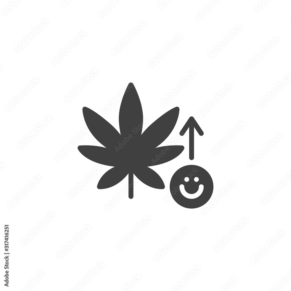 Marijuana leaf and ecstasy vector icon. filled flat sign for mobile concept and web design. Cannabis drug glyph icon. Symbol, logo illustration. Vector graphics Marijuana leaf and ecstasy vector icon. filled flat sign for mobile concept and web design. Cannabis drug glyph icon. Symbol, logo illustration. Vector graphics