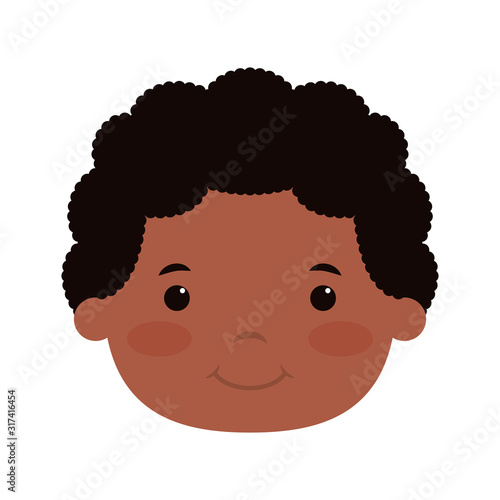 afro little boy head comic character