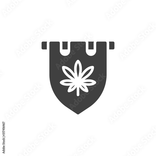 Cannabis shop sign vector icon. filled flat sign for mobile concept and web design. Marijuana flag glyph icon. Drug store symbol, logo illustration. Vector graphics