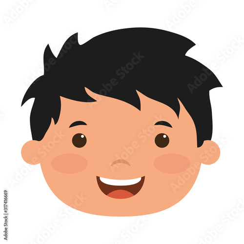 cute little boy head comic character