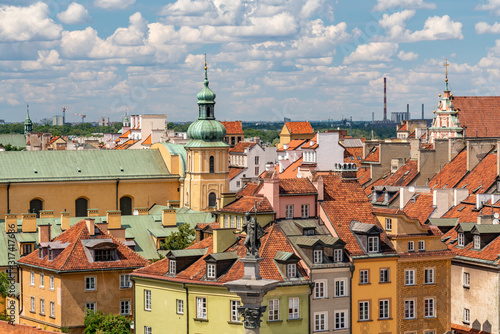 Photography roofs of old town in warsaw