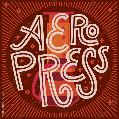 Aeropress. Square design, dark background.