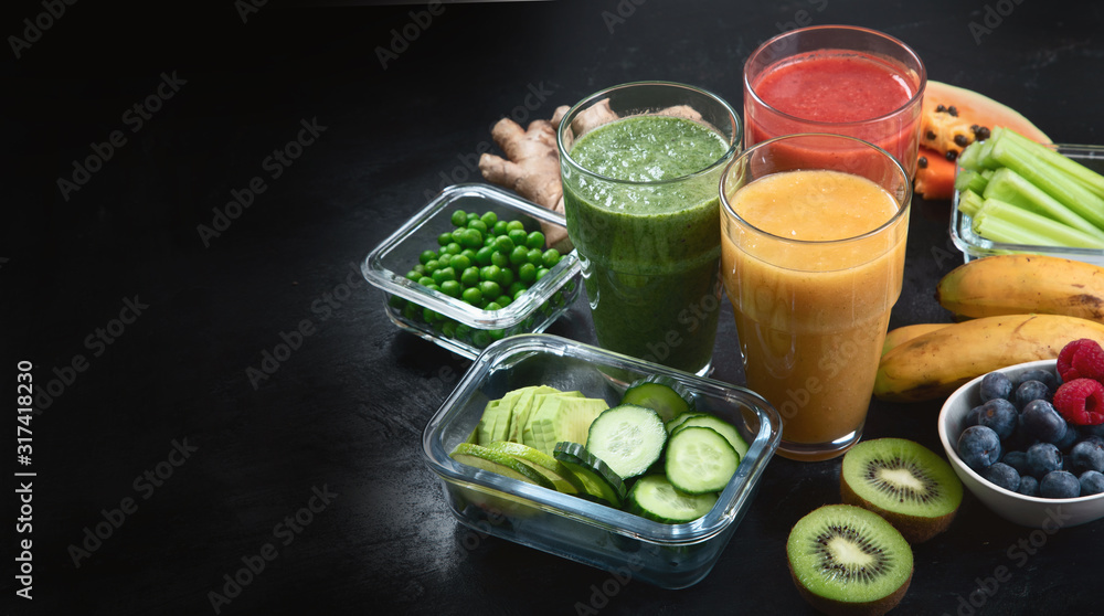 Fototapeta premium Different types of smoothies