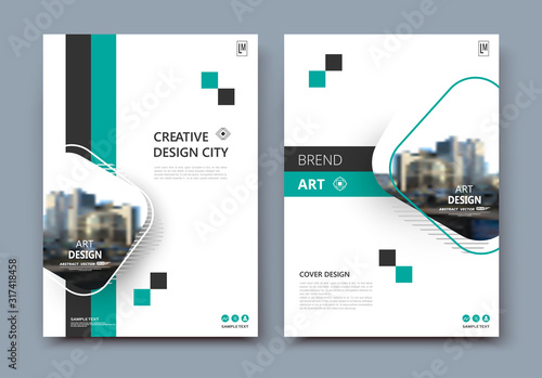 Abstract composition. Green square figure text frame surface. A4 brochure cover design. Fancy title sheet model. City view icon. Creative vector front page art. Banner form texture. Flyer fiber fon