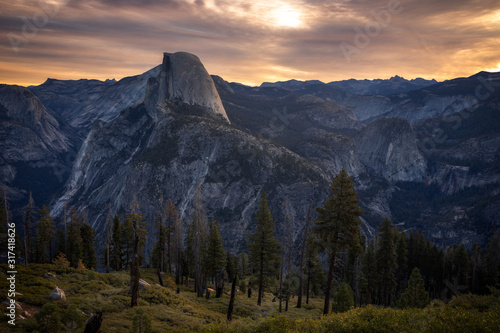 Spotlight on Half Dome  Yosemite Valley