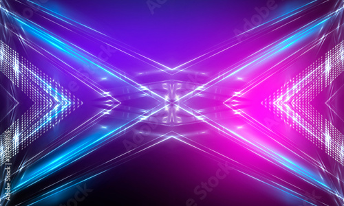 Fototapeta Naklejka Na Ścianę i Meble -  Ultraviolet abstract light. Diode tape, light line. Violet and pink gradient. Modern background, neon light. Empty stage, spotlights, neon. Abstract light.