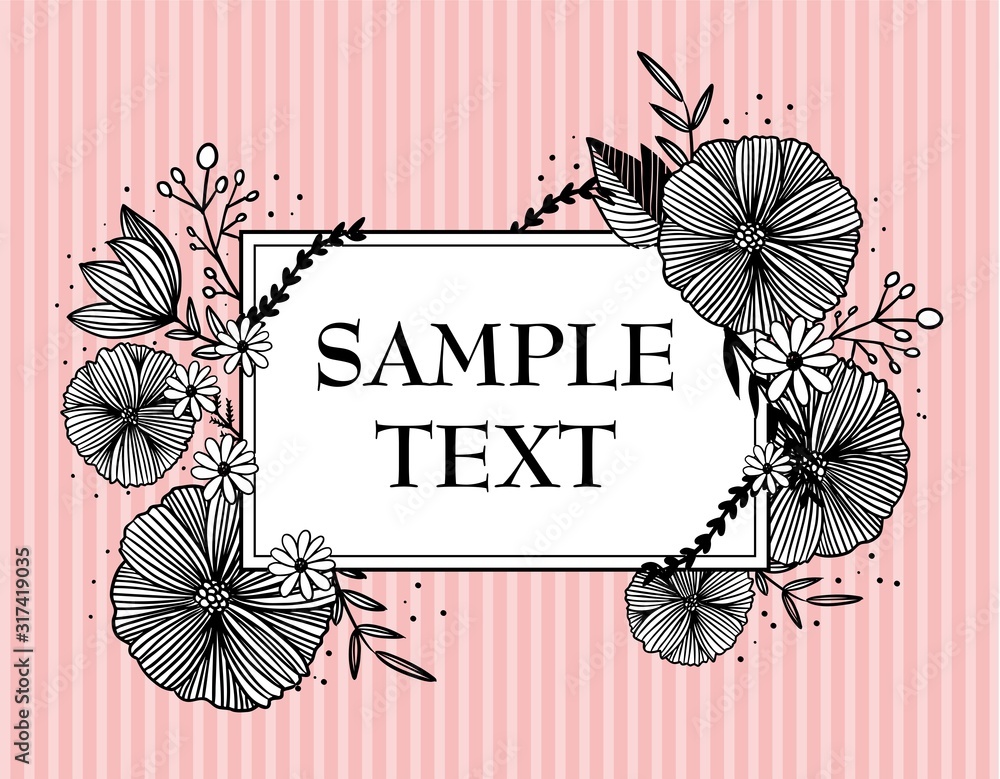 フラワー 花 素材 線画 フローラル 枠 イラスト Stock ベクター Adobe Stock
