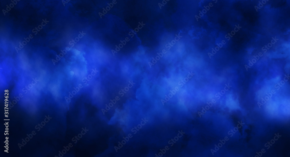 illustration of Cosmos Space background with starry sky, star massive in deep cosmos in blue and black colors. Abstract futuristic, technology, astrology background. Deep space background
