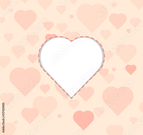 Heart Shape custom love message card concept on a creamy soft background with pink hearts