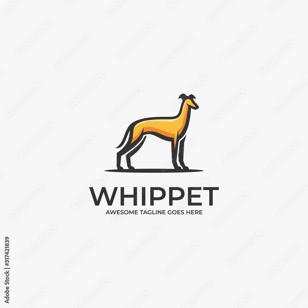 Vector Logo Illustration Whippet pose Mascot Cartoon