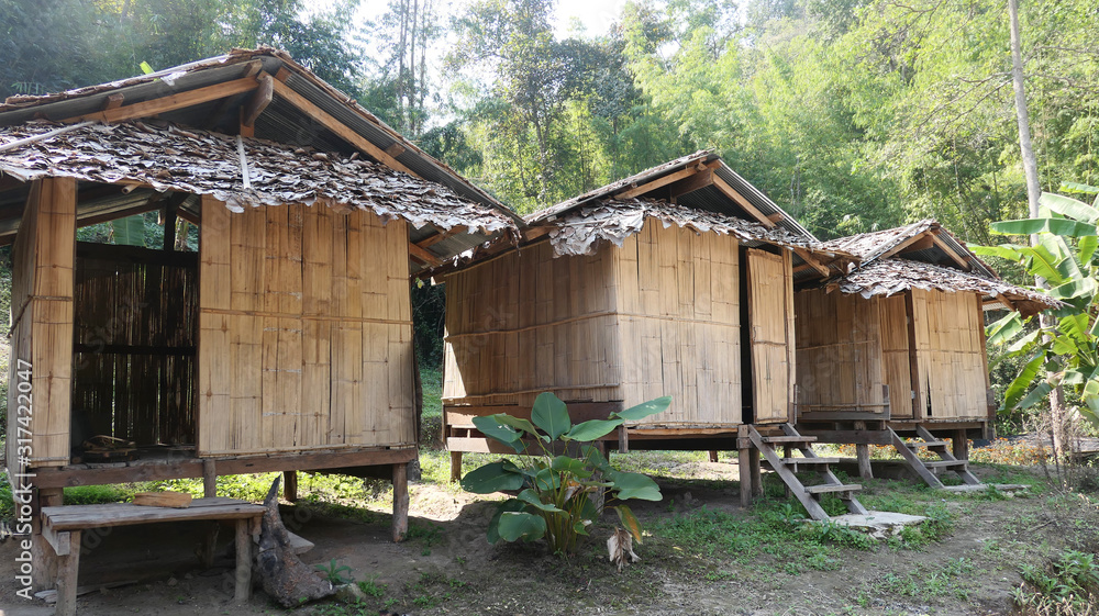 Three bamboo houses Three bamboo houses