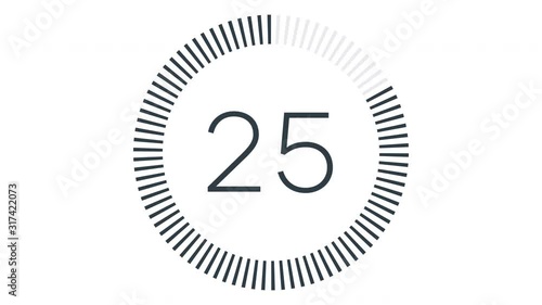 Minimal countdown timer animation from 30 to 0 seconds. Modern flat design with animation on white background. High quality 4K video. photo