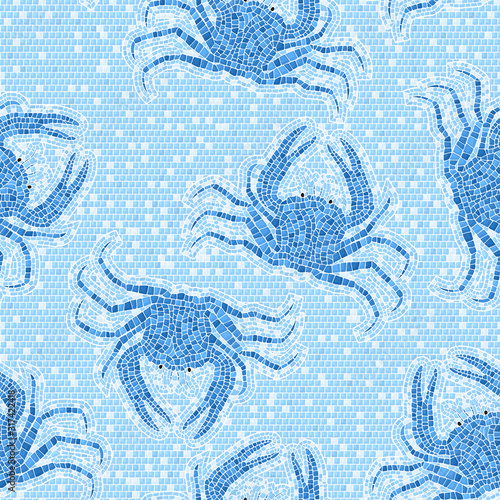 Blue crabs mosaic pattern