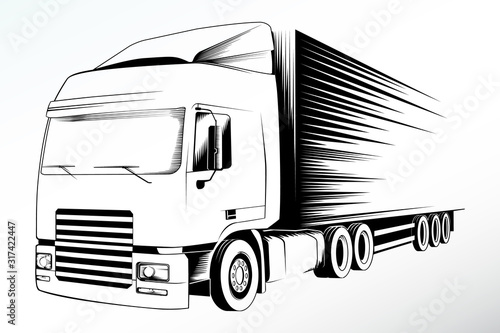 Sketch of truck with trailer.