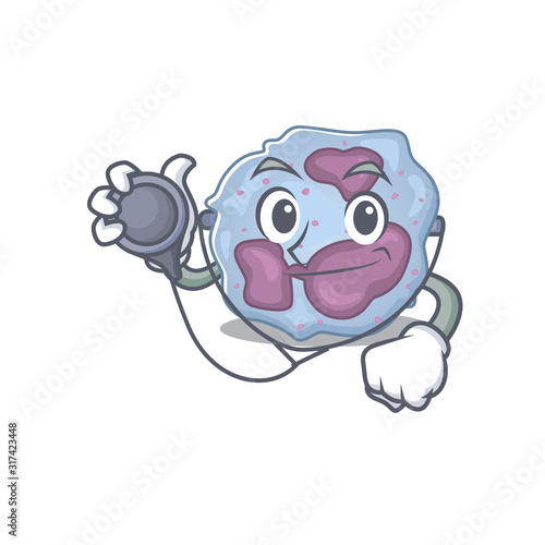 Smart and cool leukocyte cell cartoon character in a Doctor with tools