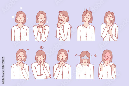 Womans emotions and facial expressions