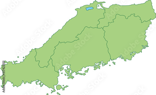 中国地方の地図_都道府県ごとに色を変えられます
