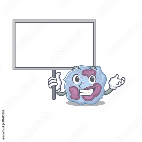 A cute picture of leukocyte cell cute cartoon character bring a board