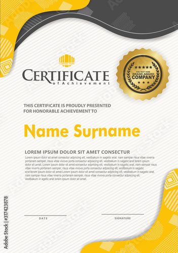 Certificate template with texture modern pattern background,