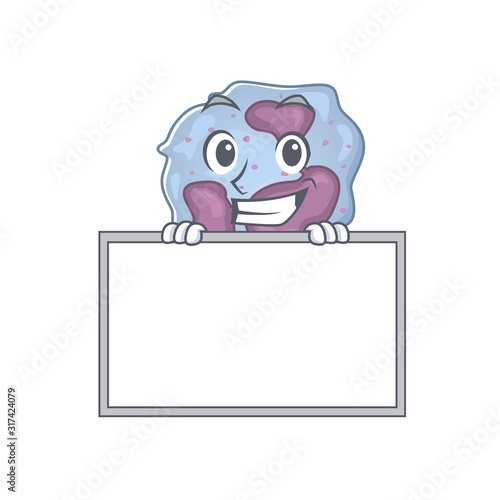 A cute picture of leukocyte cell grinning with board