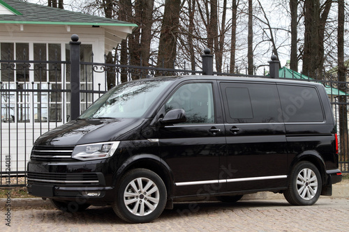 Comfortable black minivan.