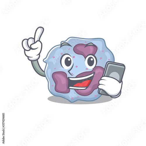 Cartoon design of leukocyte cell speaking on a phone
