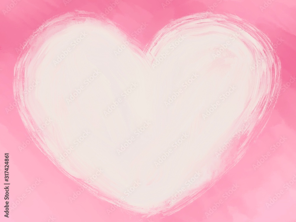 Heart painted with pink Background