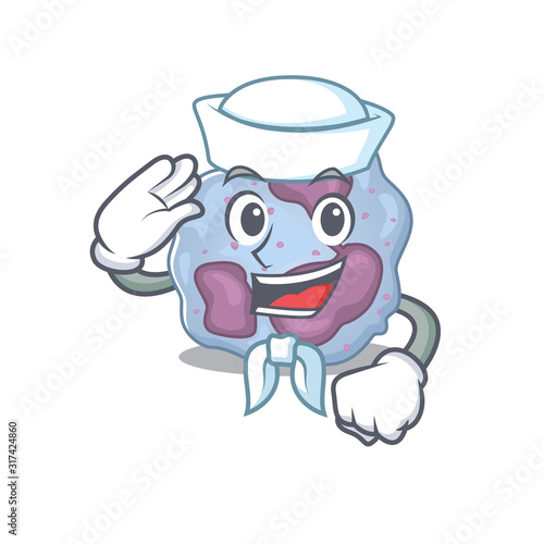 A mascot design of leukocyte cell Sailor wearing hat