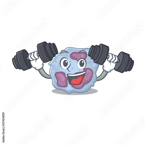Sporty Fitness exercise leukocyte cell using barbells