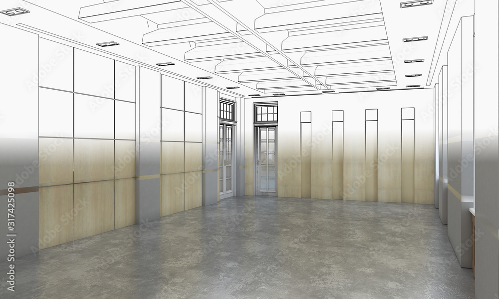 empty pavilion, interior visualization, 3D illustration empty pavilion, interior visualization, 3D illustration