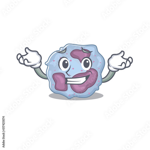 Super Funny Grinning leukocyte cell mascot cartoon style