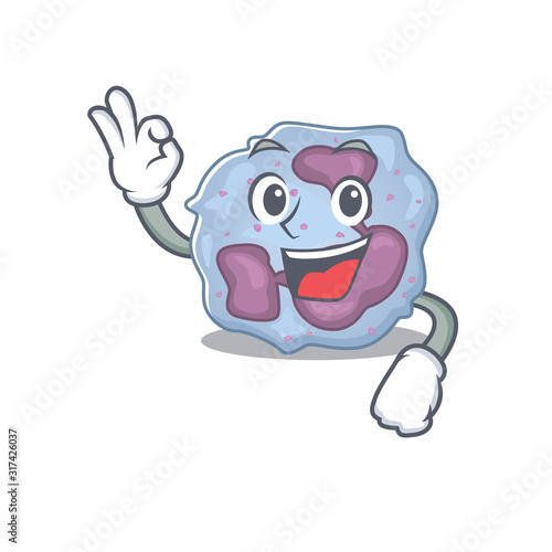 A picture of leukocyte cell making an Okay gesture
