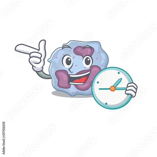 cartoon character style leukocyte cell having clock