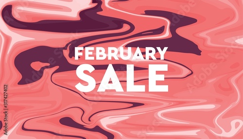 February background with paper cut shapes vector illustration, web banner design, discount card, promotion, flyer layout, ad, advertisement, printing media.