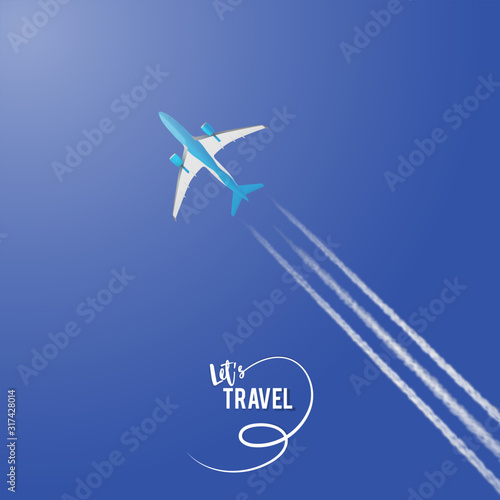 Airplane on a background of blue sky.