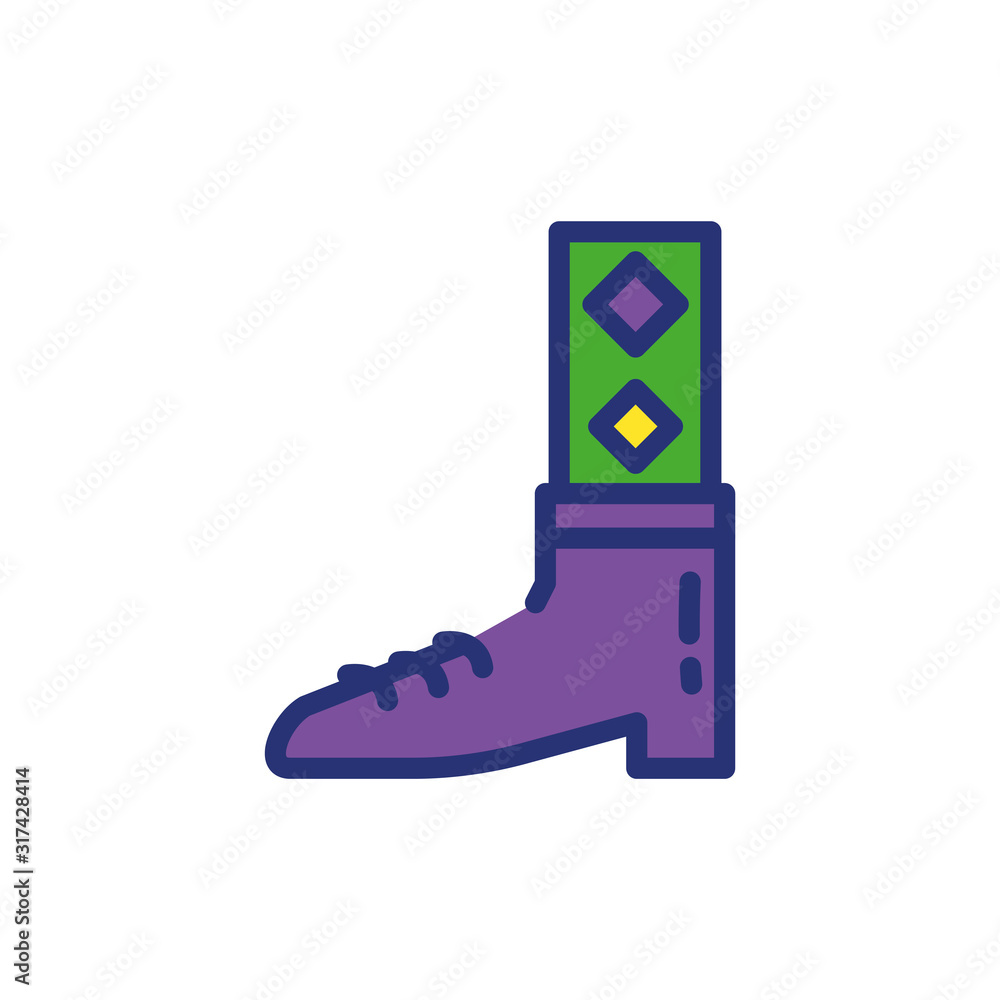 Isolated mardi gras sock with shoe vector design