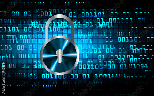 Closed Padlock on digital background, cyber security