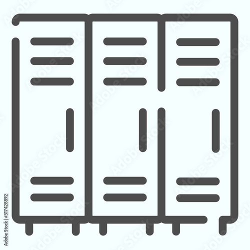 Lockers line icon. Three little lock doors of cloakroom vector illustration isolated on white. Dressing room outline style design, designed for web and app. Eps 10.
