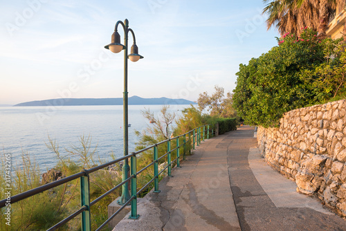 idyllic seaside promenade, along Moscenicka Draga, croatia