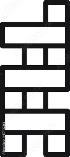 Wooden block icon, wooden toy icon , vector line illustration