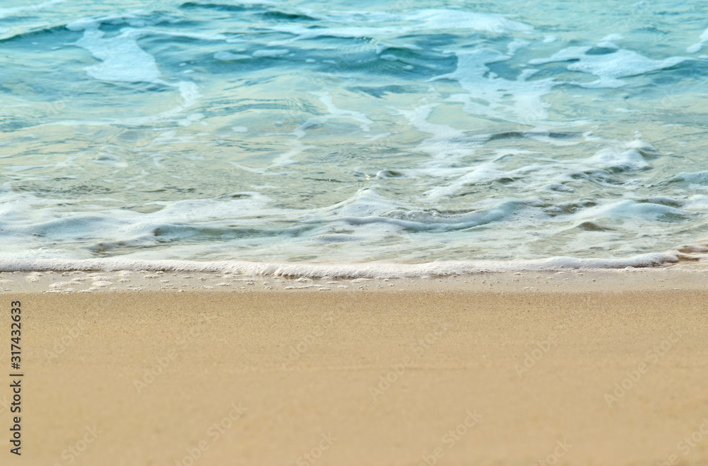 At the beach there are strong waves, blue sea water. And with beautiful, clean beaches At the beach there are strong waves, blue sea water. And with beautiful, clean beaches