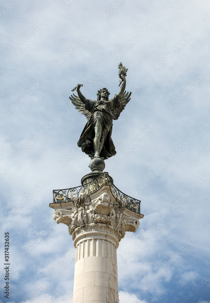 Esplanade des Quinconces, fontain of the Monument aux Girondins in Bordeaux. France