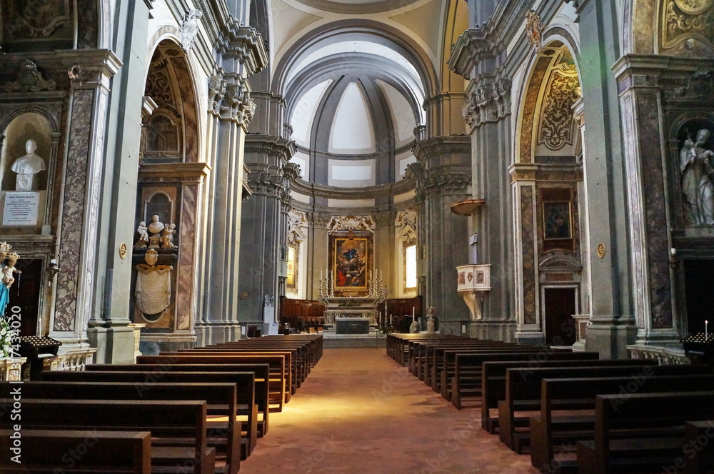 Interior of the cathedral of Pescia, Tuscany, Italy