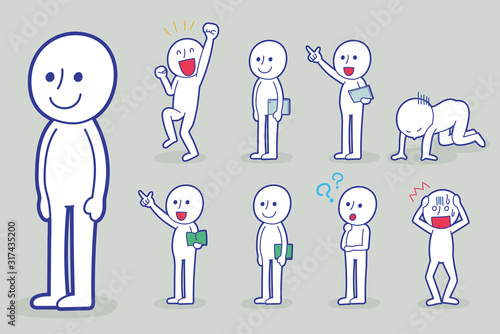 イラスト 白い棒人間 セット 感情 ポーズ Stock ベクター Adobe Stock