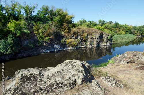Scenic view among the rocks on the river
