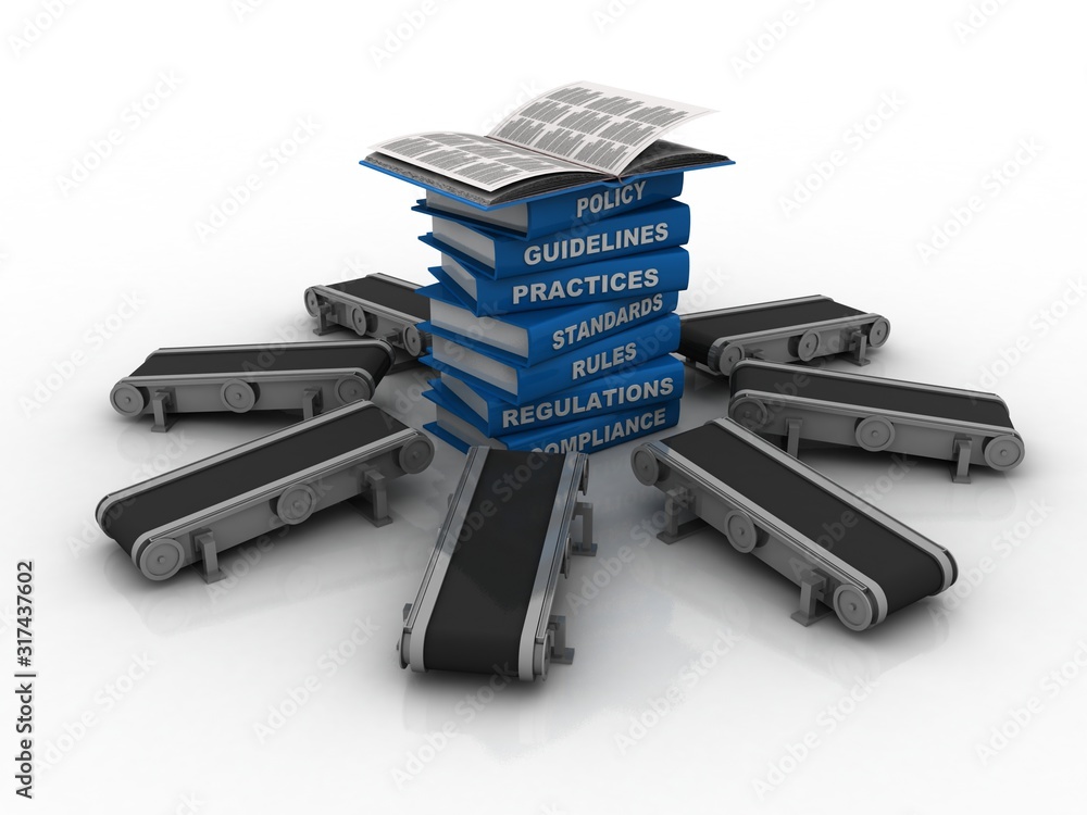 3d rendering Conveyor belt with books 3d rendering Conveyor belt with books