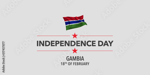 Gambia independence day greeting card, banner, vector illustration
